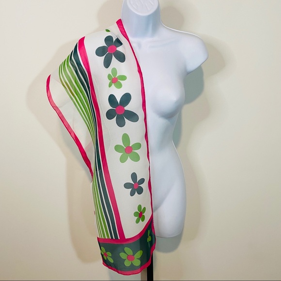 Rectangle Flower & Striped Rectangular Scarf - Picture 4 of 12